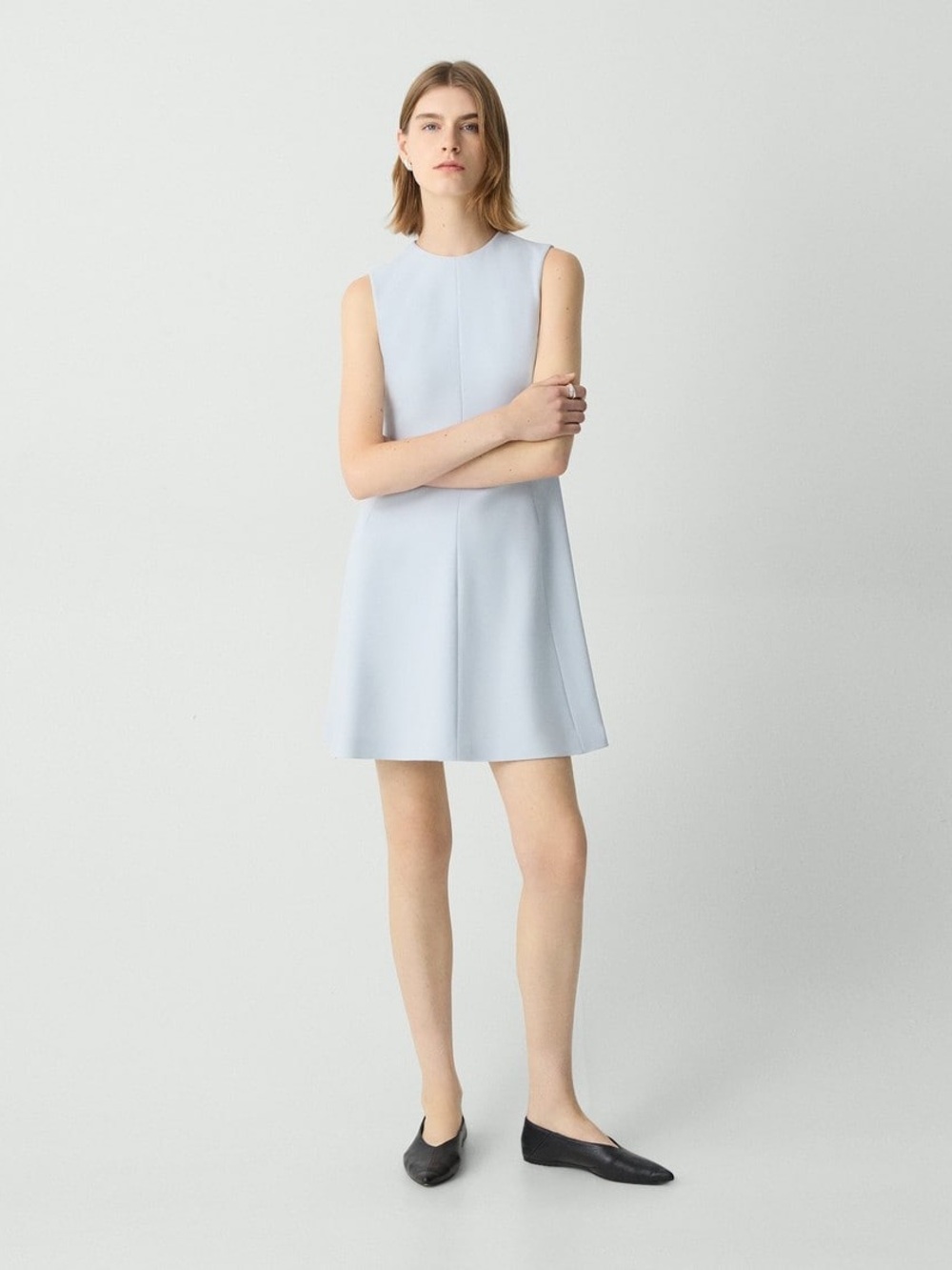 NWT Theory Baby Blue Admiral Crepe A-Line Mini Dress